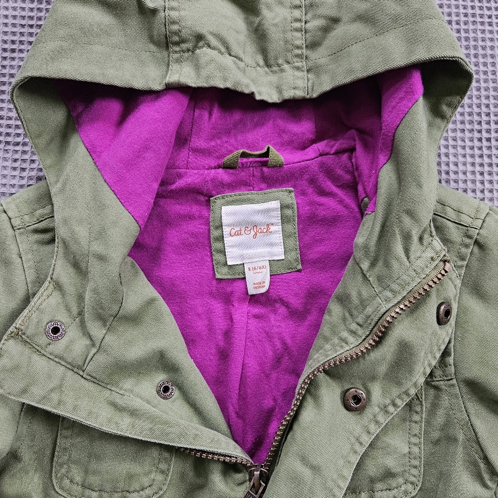 Cat & Jack Girls 6/6X Fall/Spring Green Coat - Picture 2 of 8